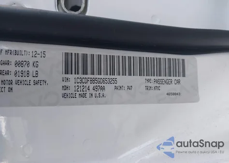 2016 Dodge Dart Sxt из США, поврежденный, VIN 1C3CDFBB5GD653255